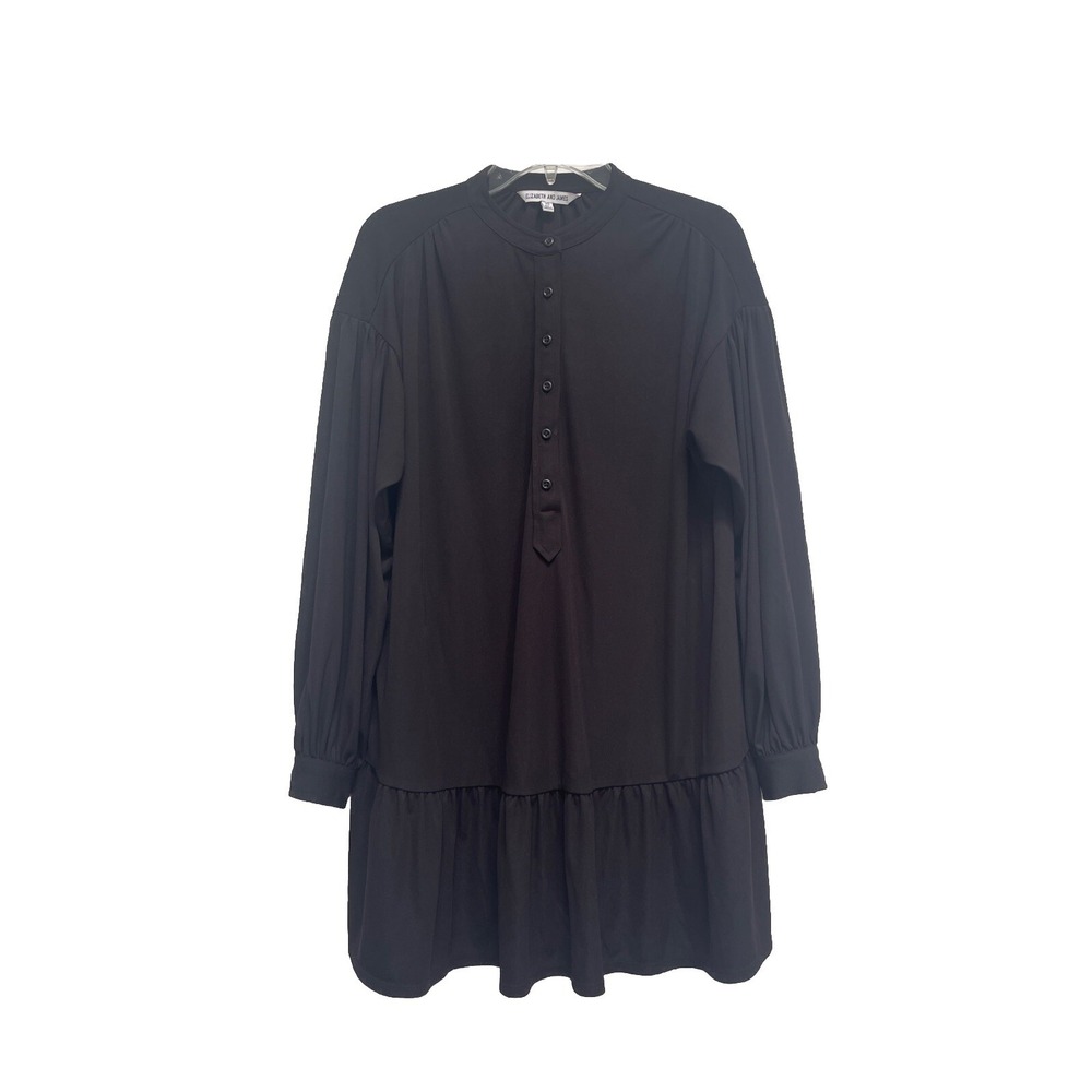 Elizabeth And James Black Jersey‎ Knit Tiered Dress Size XS Long Sleeves